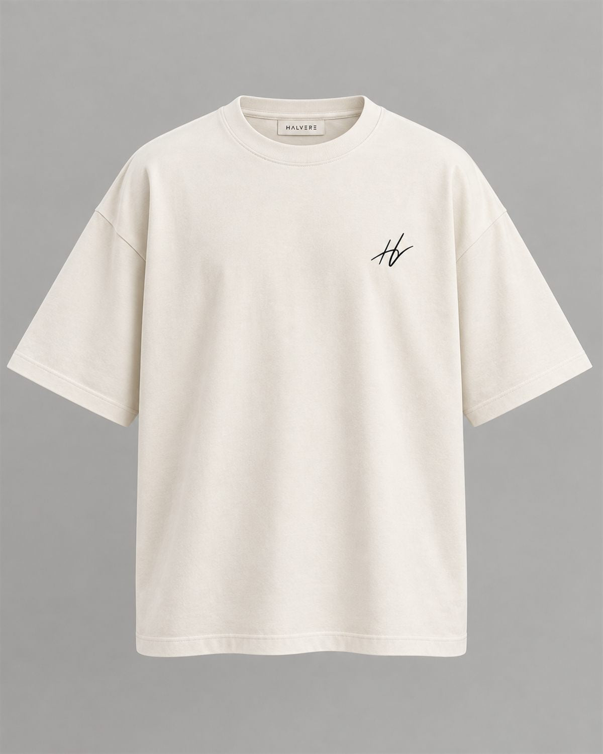HALVERE oversized tee in off-white, front view